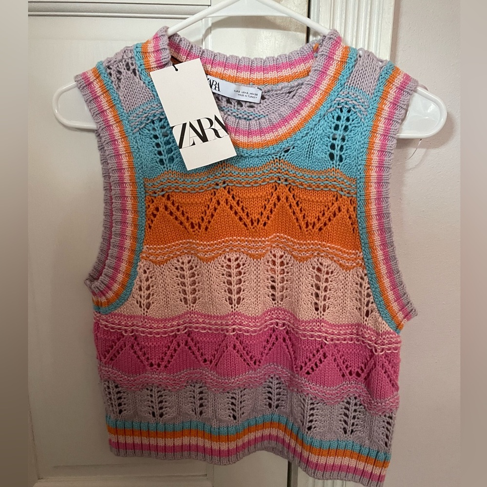 Zara multicolored sweater vest new with tags